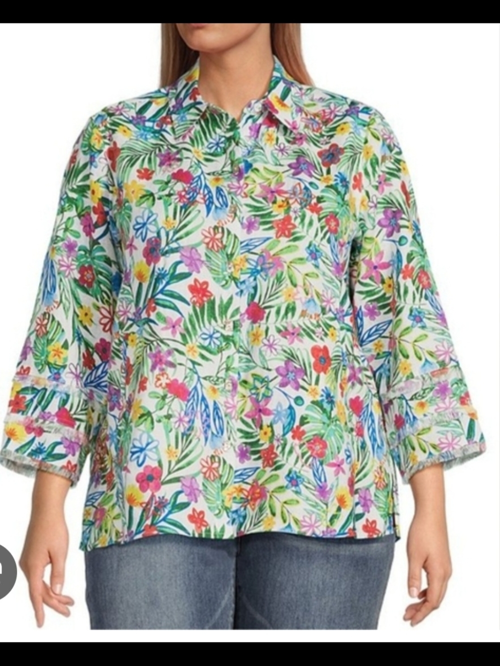 John Mark Multicolor Floral Button-Down Blouse